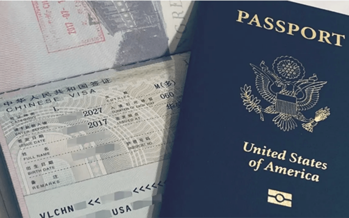 Sample passport and Chinese visa